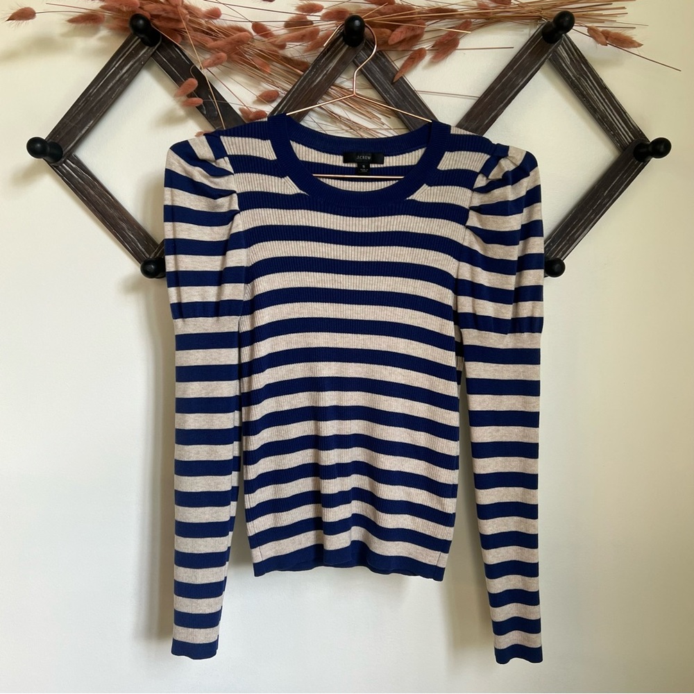 J. Crew Striped Blue and Cream Women's Top
